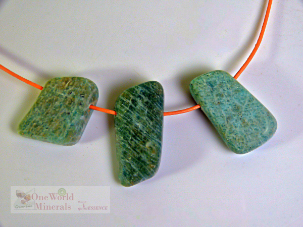 Amazonit, 3 Stück Anhänger, gebohrt